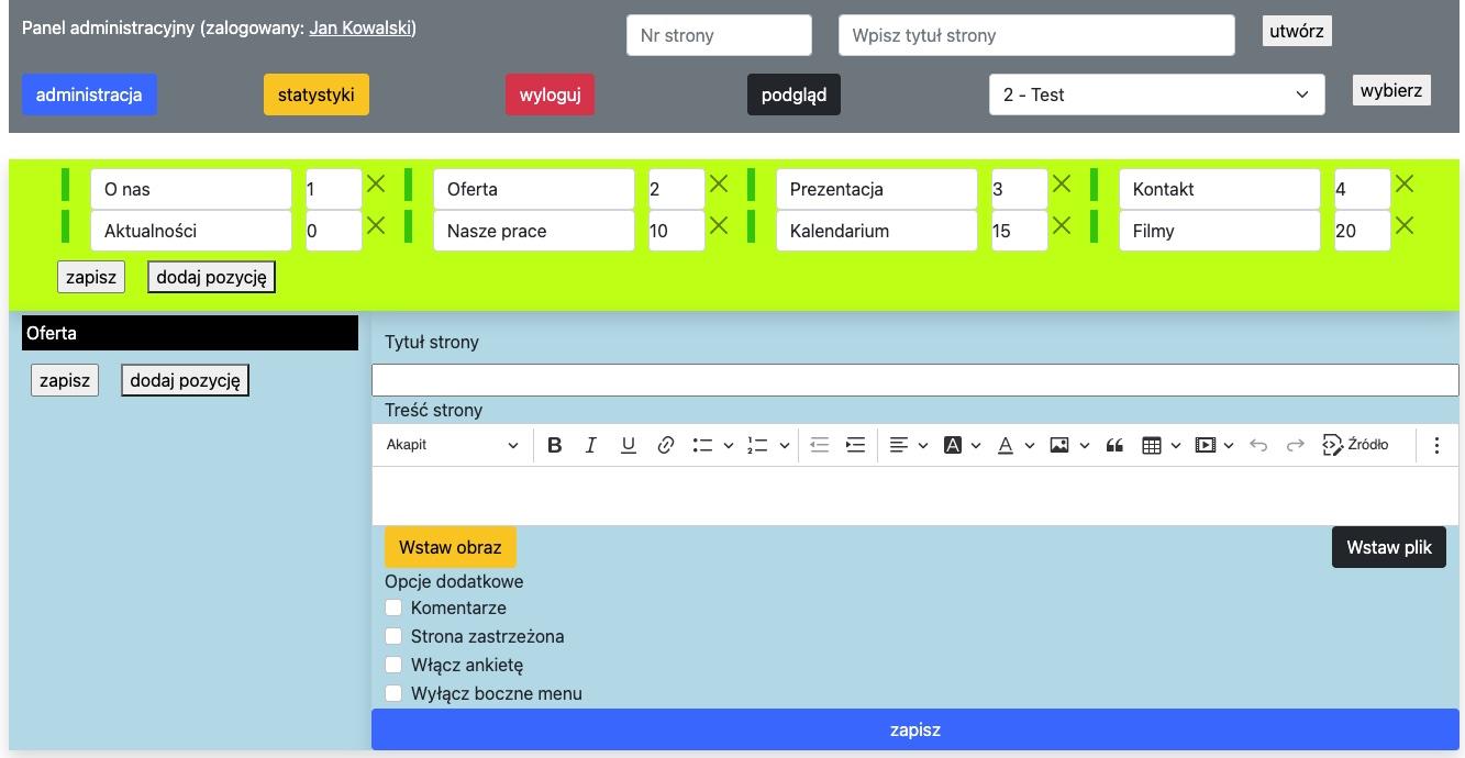 strona w trybie edycji