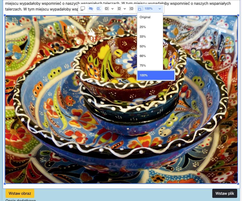zdjęcie kolorowych talerzy i misek jako przykład edycji parametrów piku graficznego w edytorze
