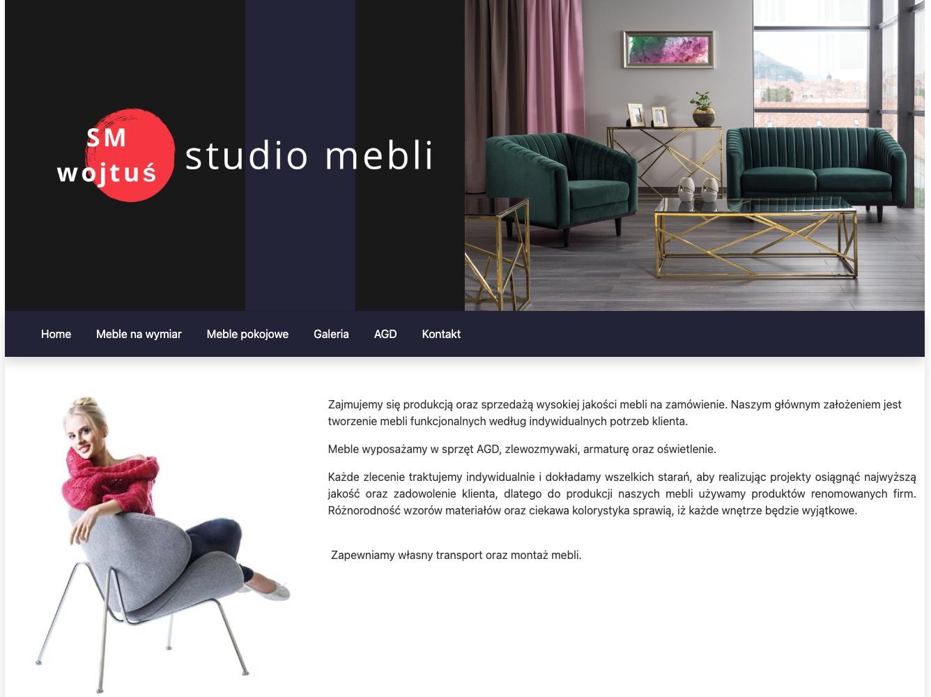 zrzut ekranu witryny https:\meblewojtus.pl