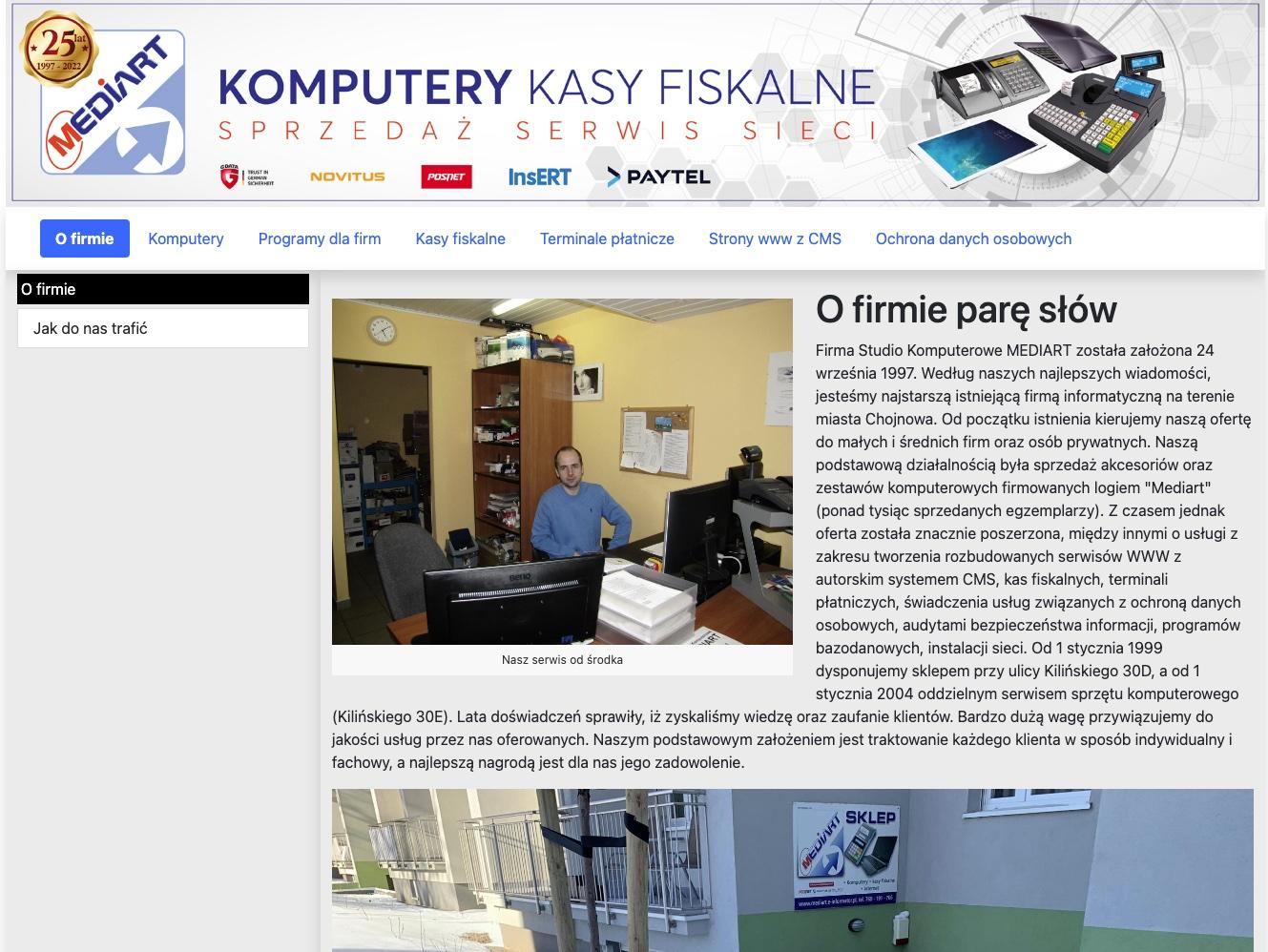 zrzut ekranu witryny https:\mediart.chojnow.biz