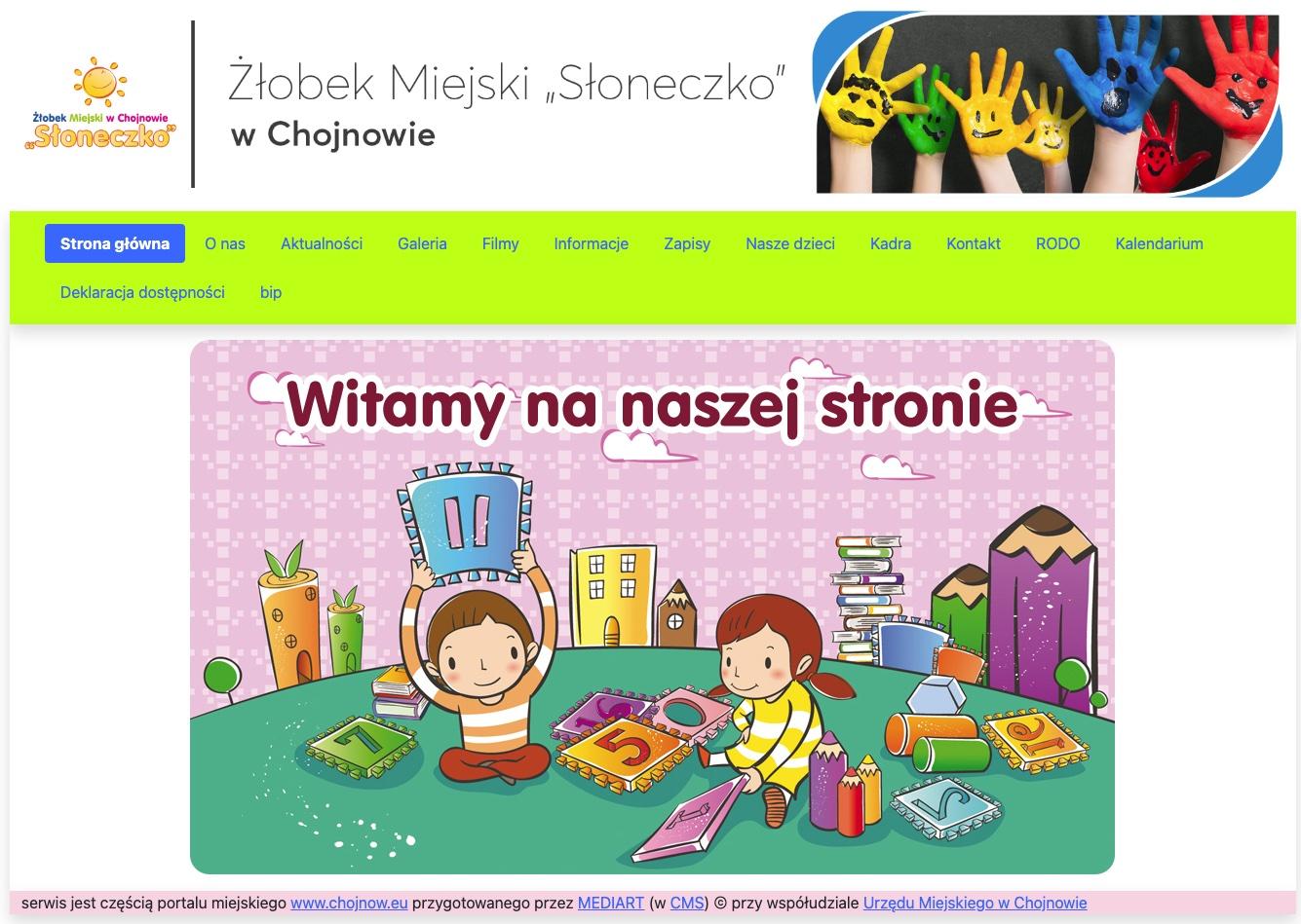 zrzut ekranu witryny https://zlobek.chojnow.eu