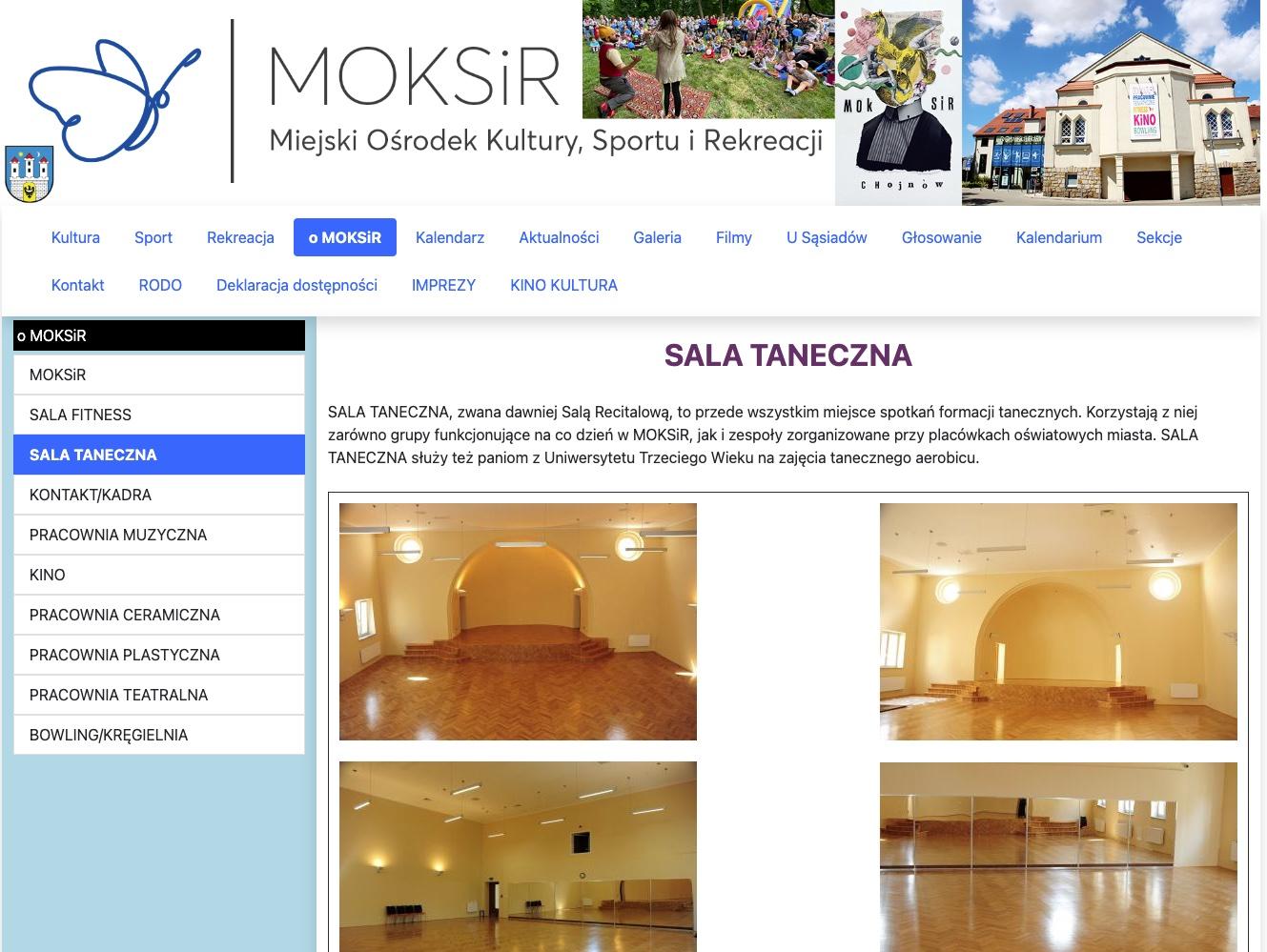 zrzut ekranu witryny https://moksir.chojnow.eu