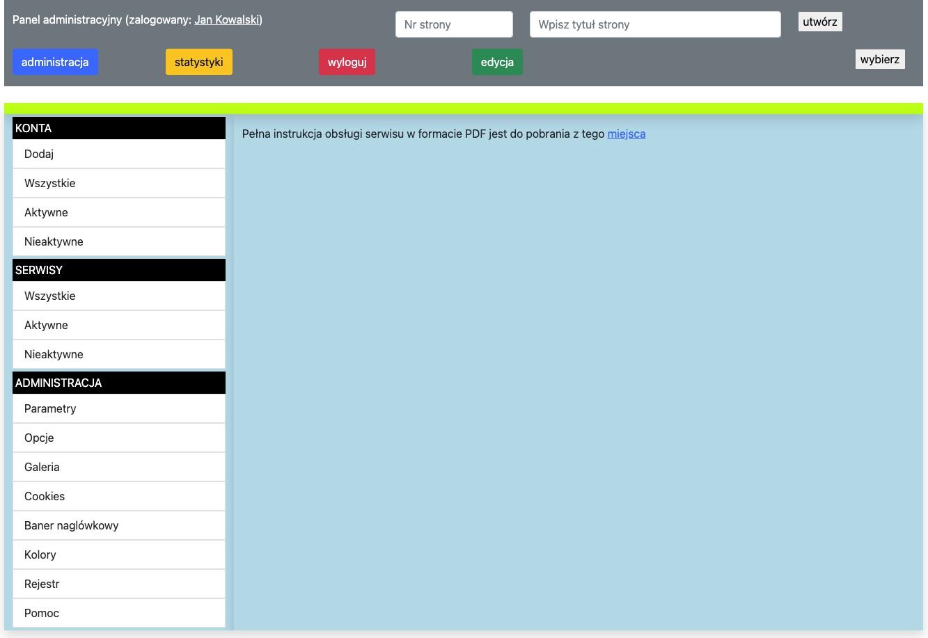 opcje administracji